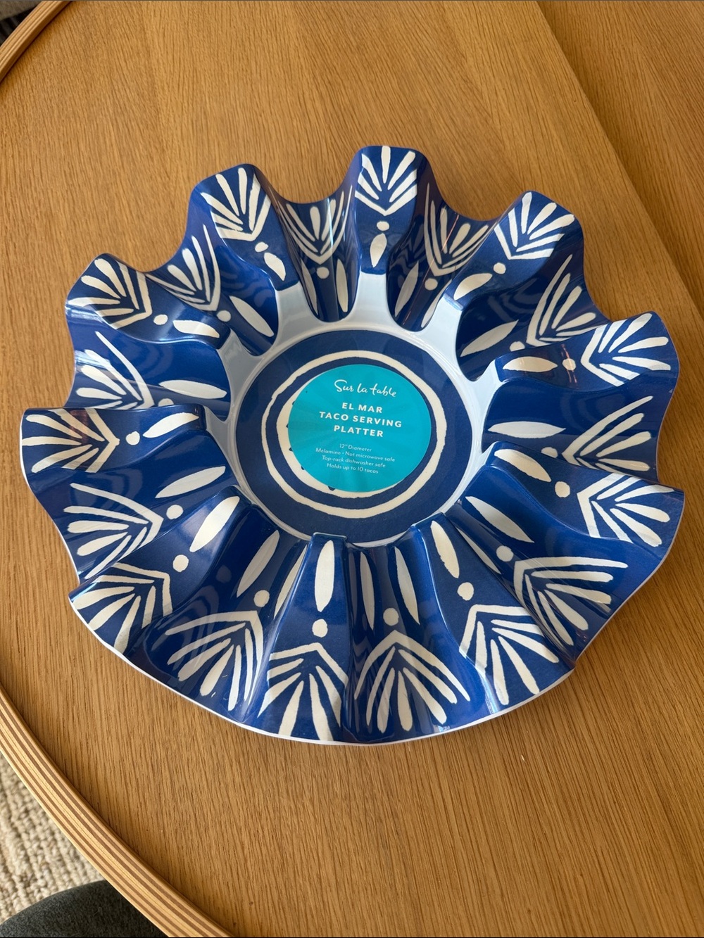 Sur La Table Blue & White Melamine Taco Platter